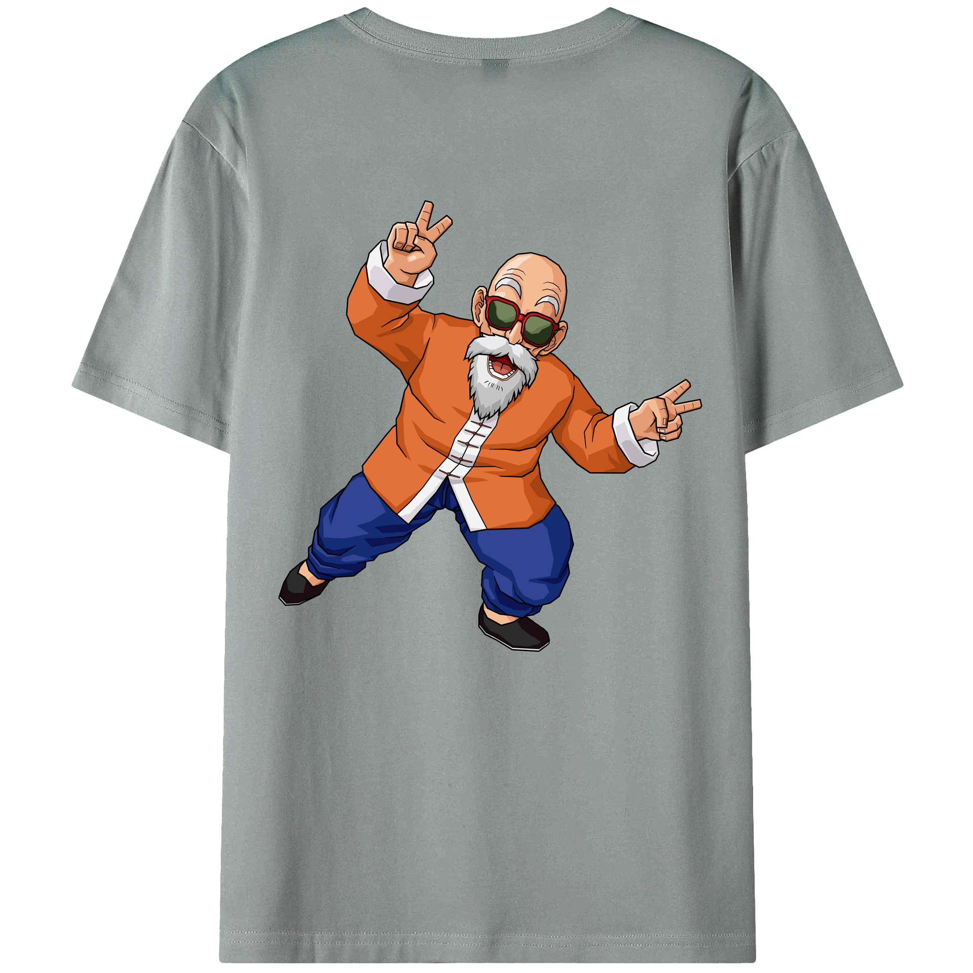 （画像用） ドラゴンボール 亀仙人（かめせんにん） DRAGON BALL Master Roshi Kame Sennin 綿100％ メンズ半袖Tシャツ（バックプリント） 通気性
